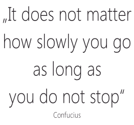 „It does not matter  how slowly you go as long as  you do not stop“ Confucius